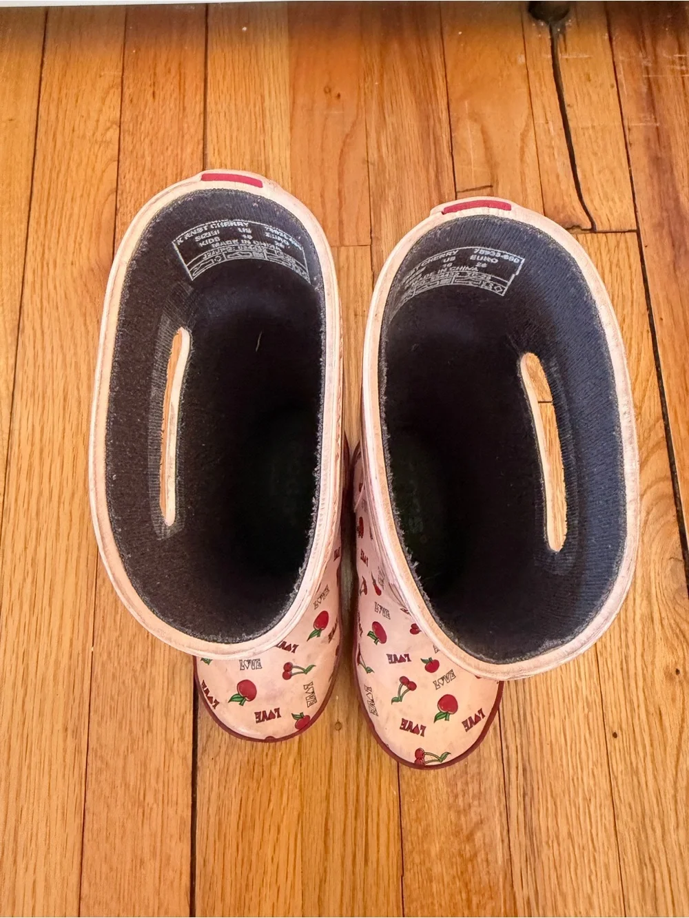 Bogs Kids Pink Cherry Handle Rain boots size 10
